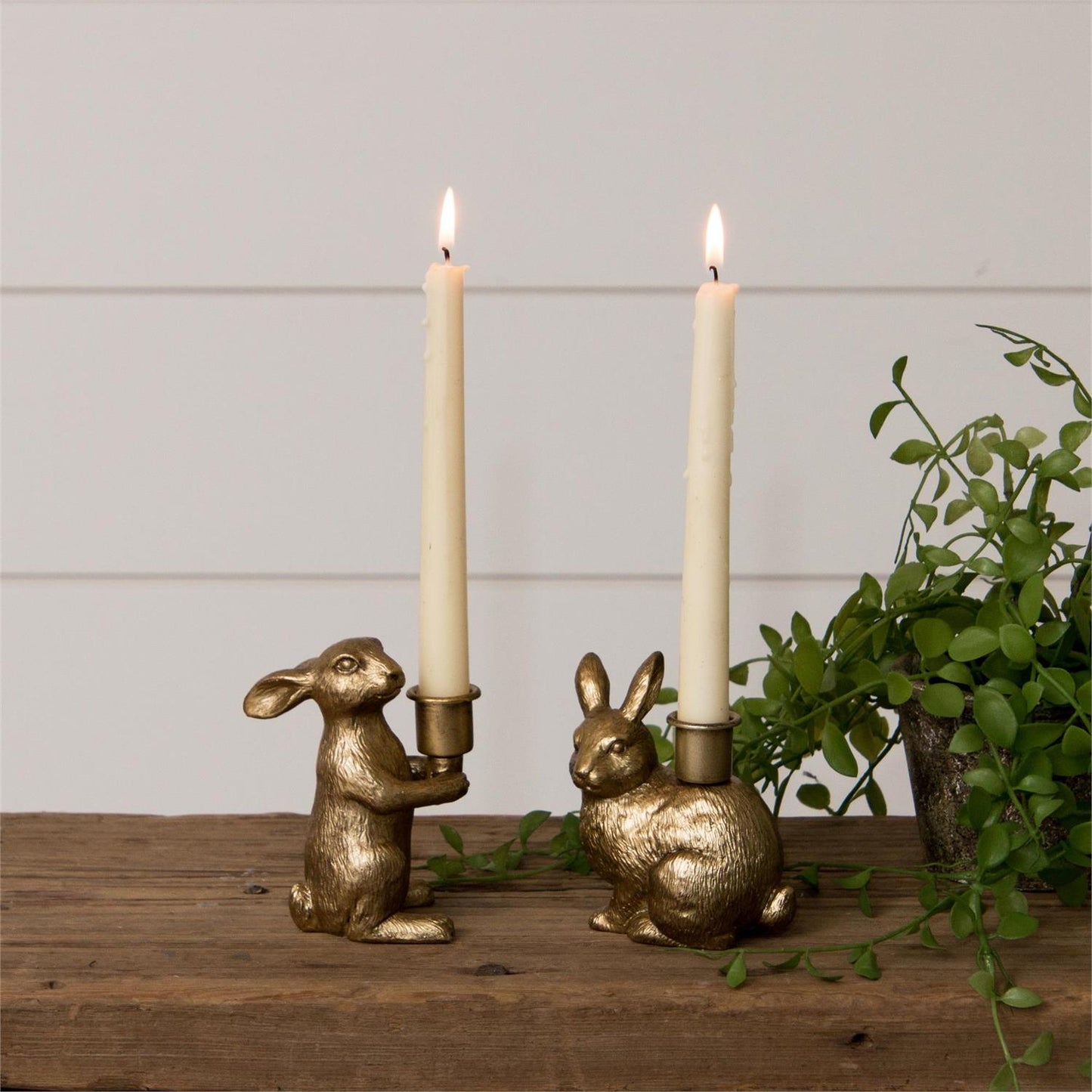 Gold Bunny Tapered Candle Holder