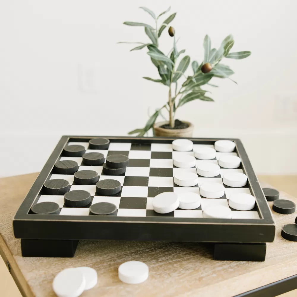 Wood Checkers Game Box