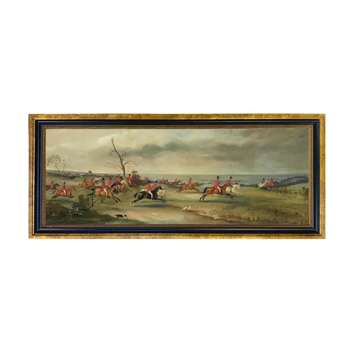 Fox Hunt Landscape Oil Painting Print on Canvas