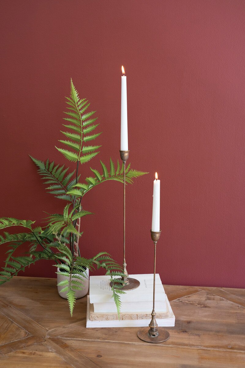 Tall Antique Brass Taper Candle Holders