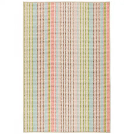 Ana Ticking Aqua Machine Washable Rug