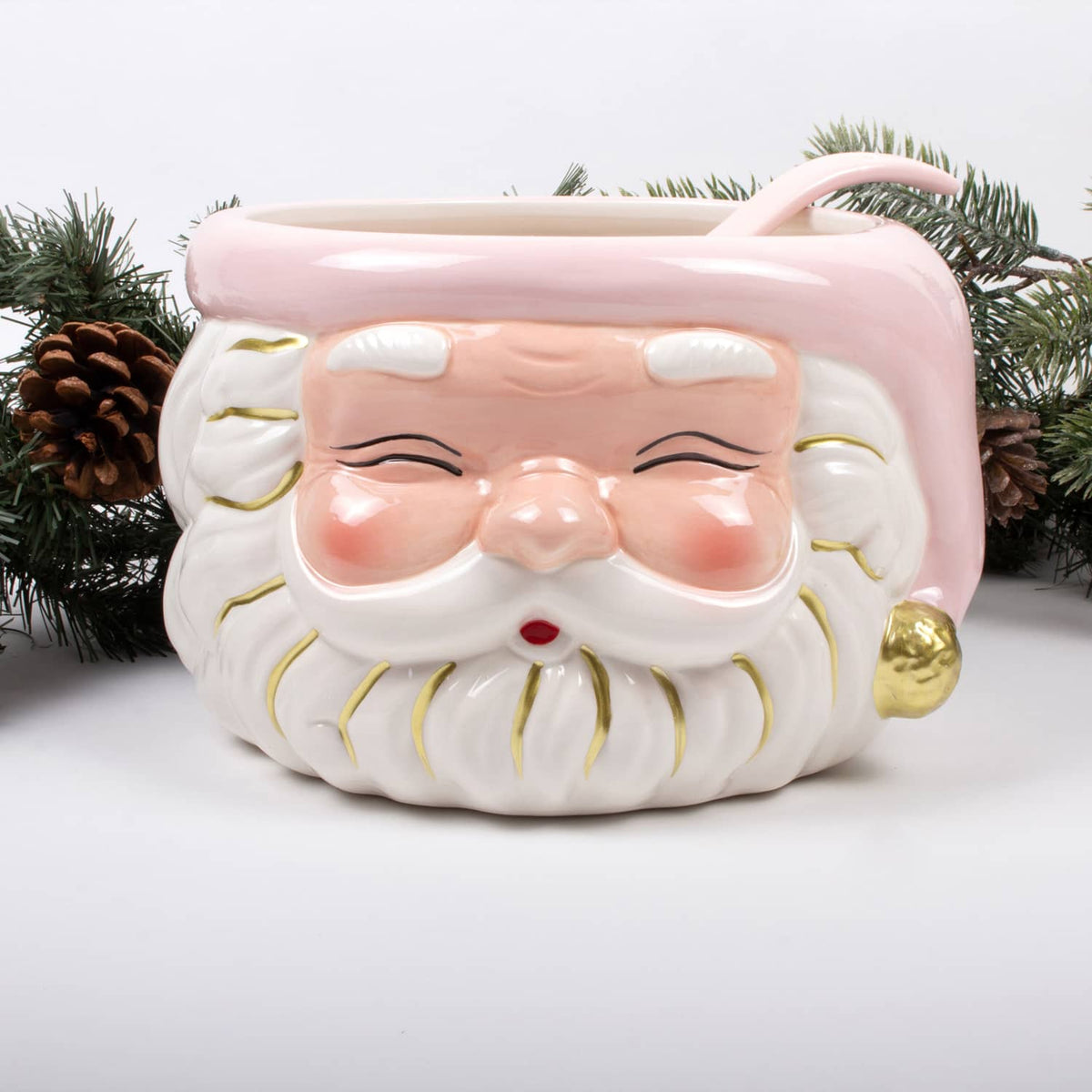 Pink Santa Punch Bowl and Ladle