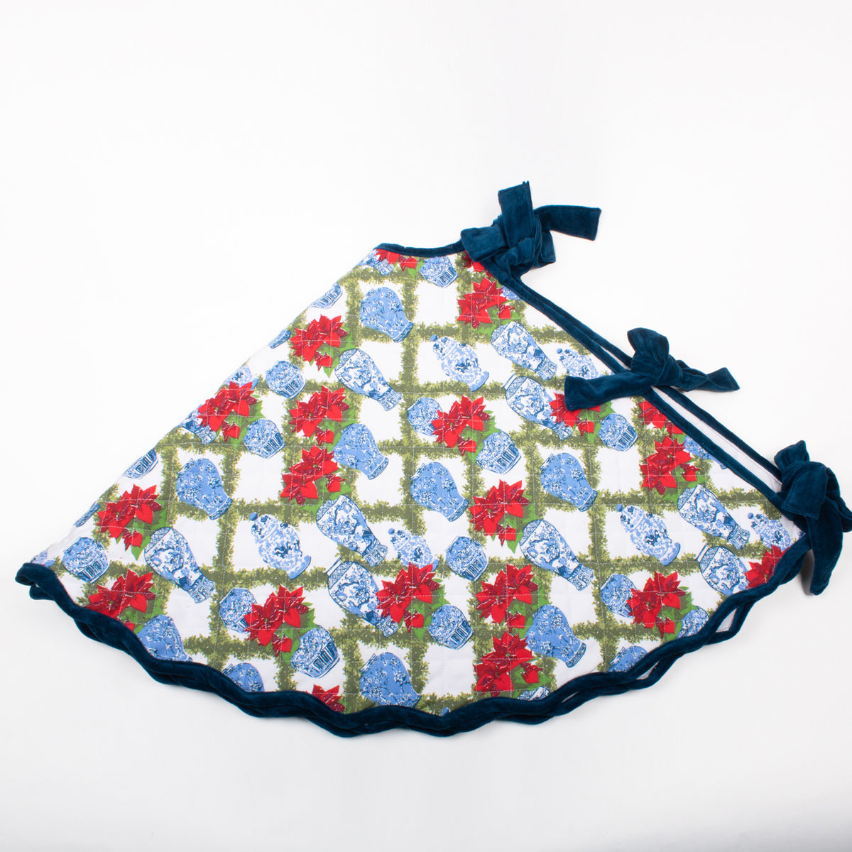 Poinsettia Quilted Tree Skirt