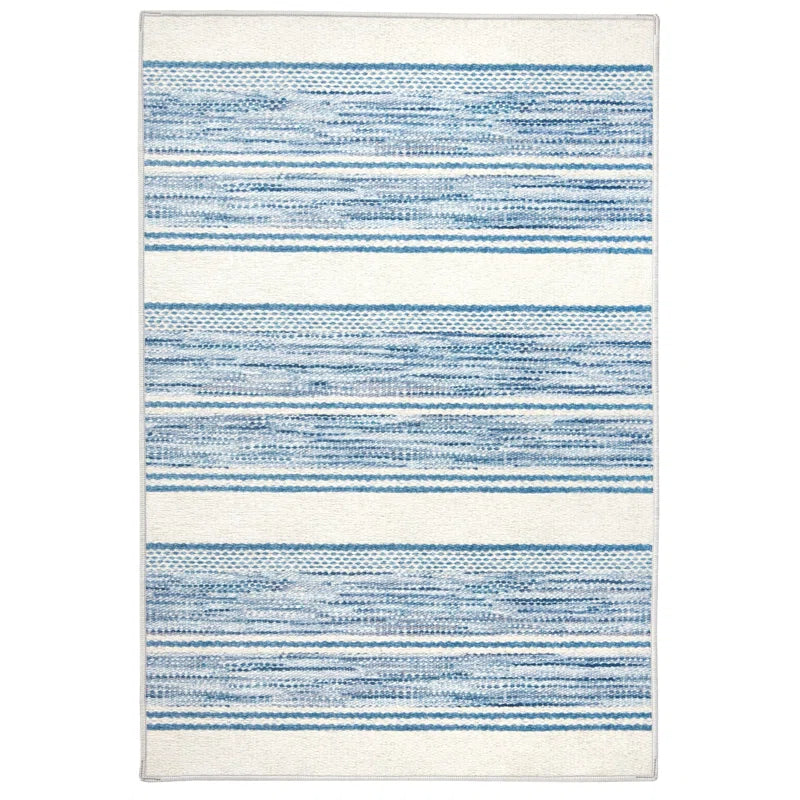Ellington Stripe Blue Machine Washable Rug