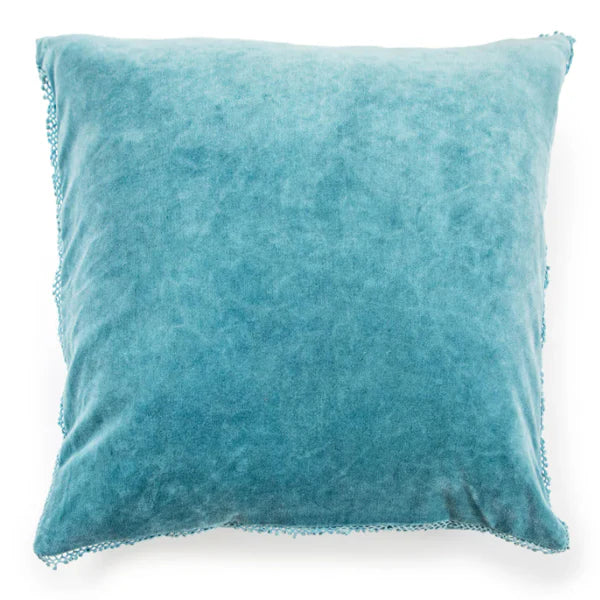 Velvet Pillow with Poms
