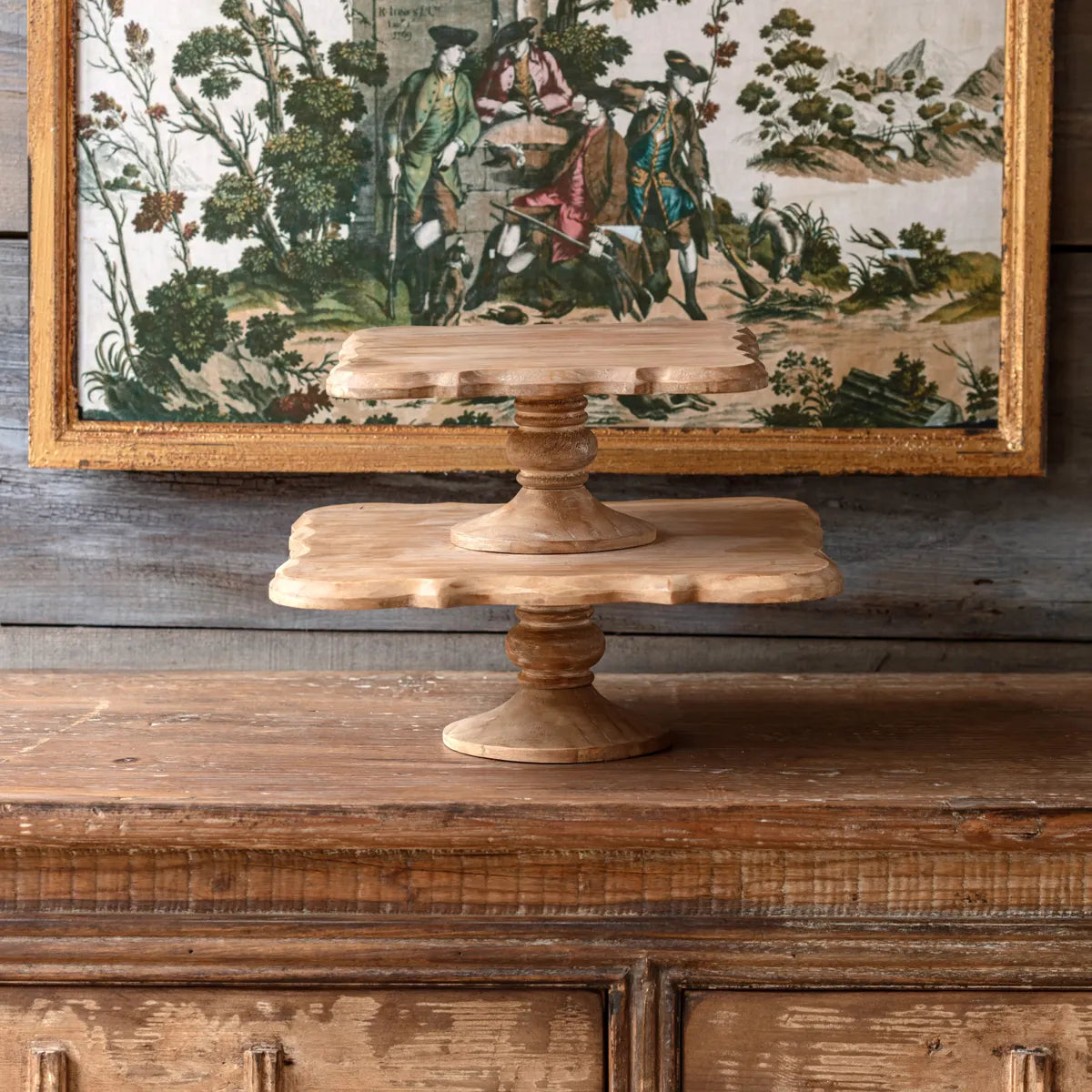 Square Wooden Cake Plate