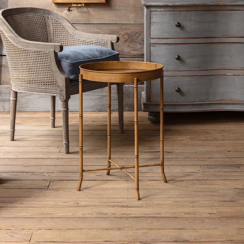 Faux Bamboo Metal Tea Table