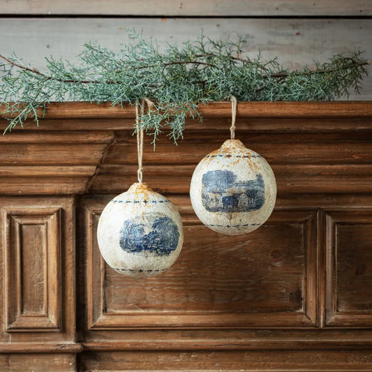 Blue And White Tole Ornament 6''