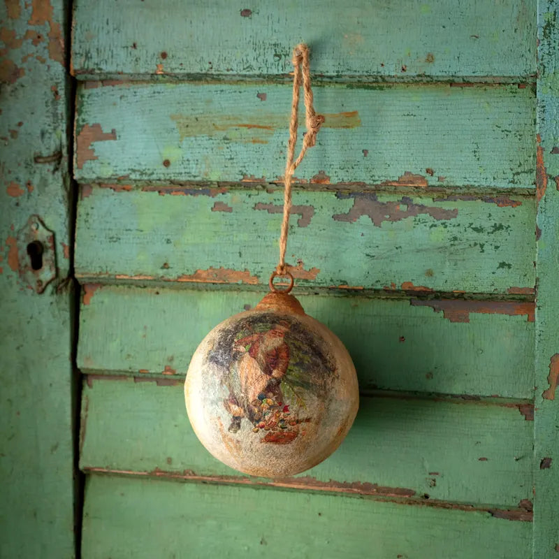 Santa Bearing Gifts Metal Ball