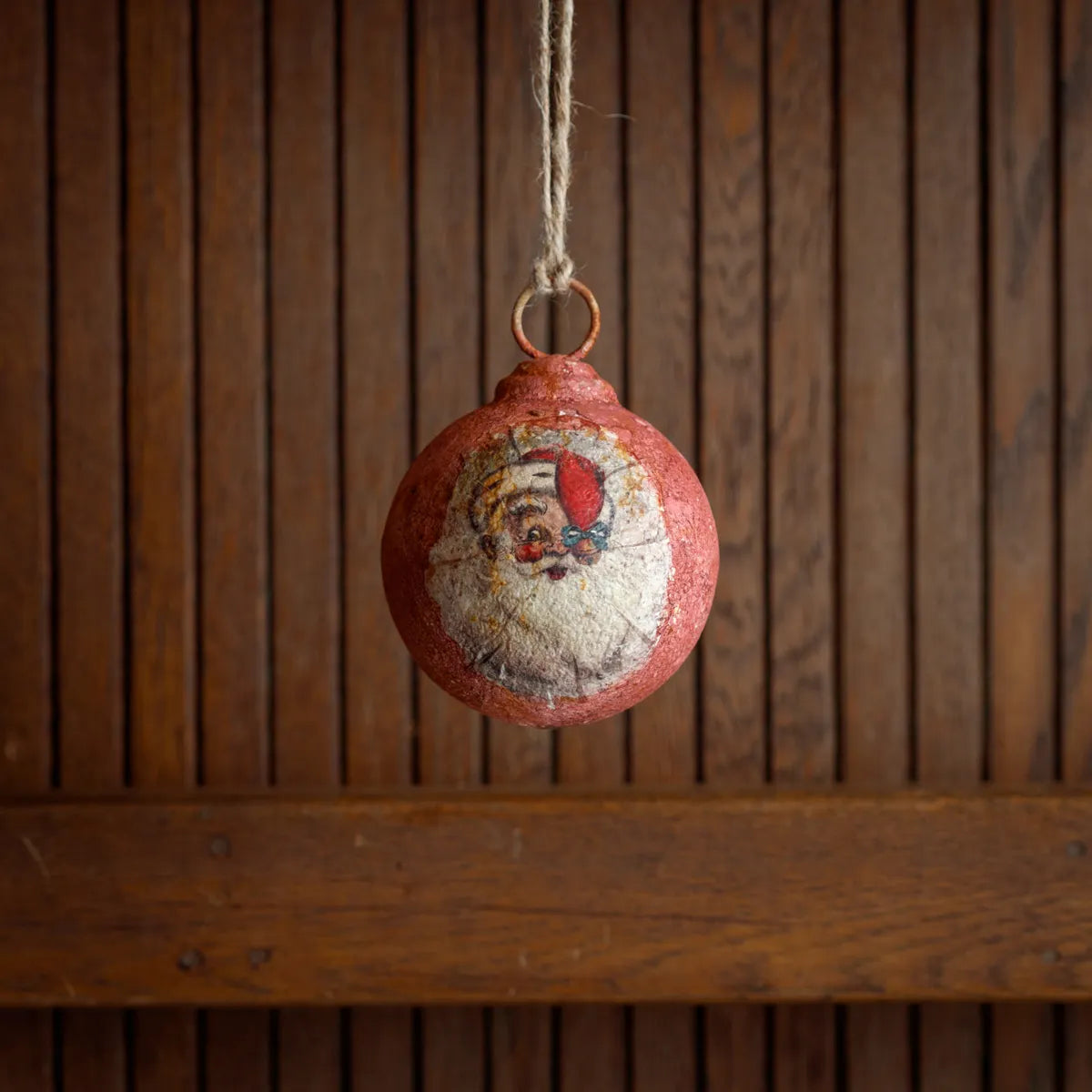 Jingle Bell Santa Metal Ornament 4"