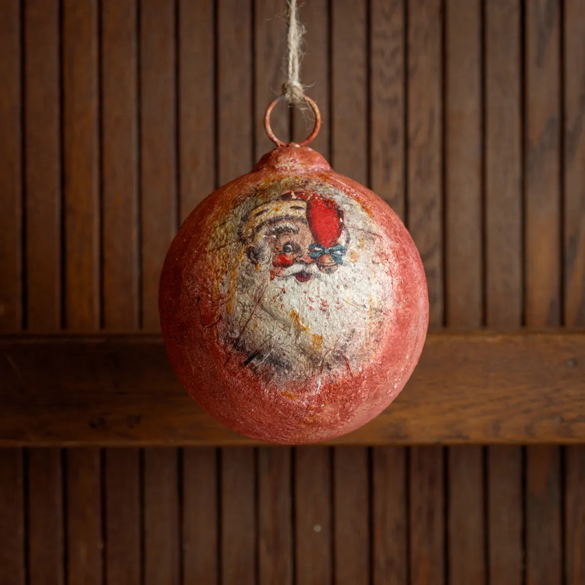 Jingle Bell Santa Metal Ornament 6"