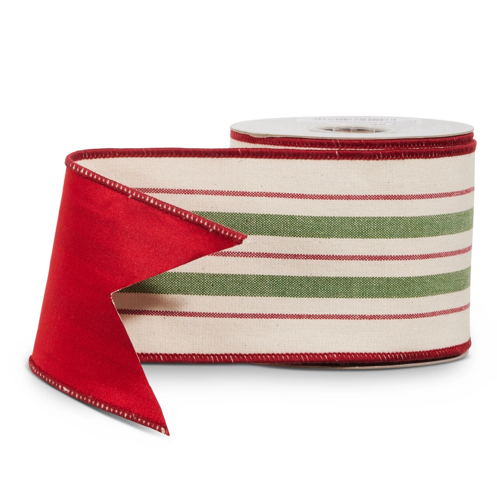 Yuletide Stripes Wired Ribbon