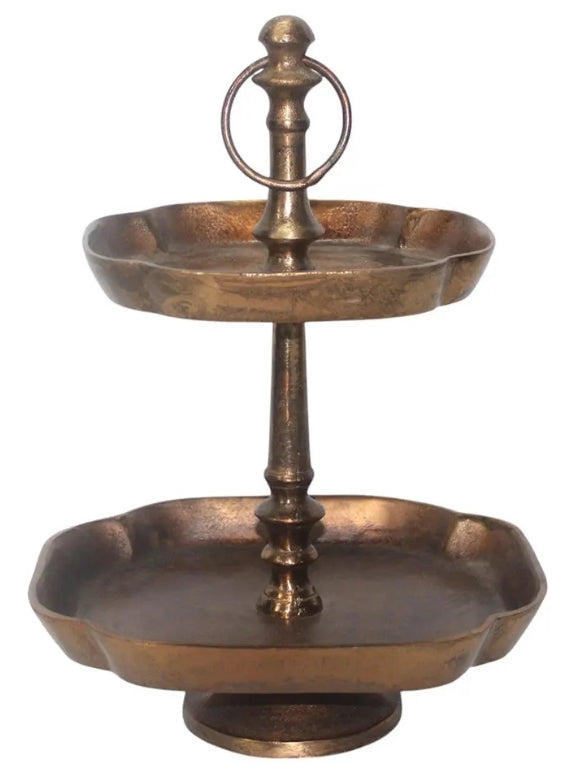 Antique Brass Two Tiered Server