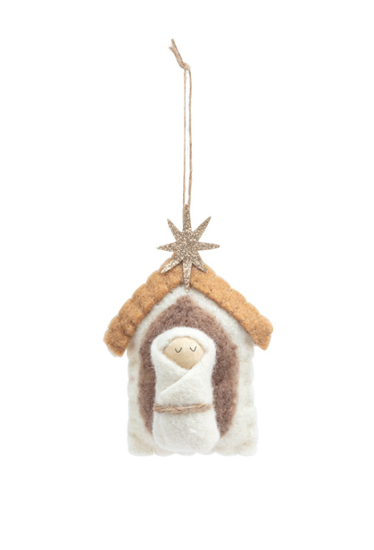 Felted Baby Jesus Ornament