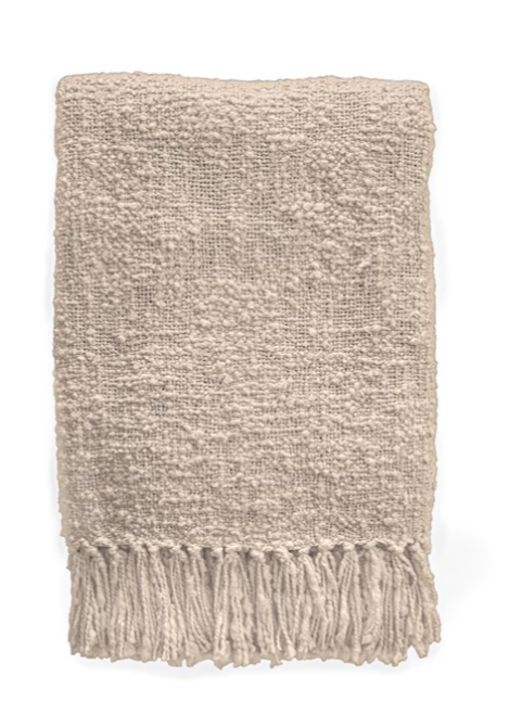 Cotton Boucle Throw with Fringe