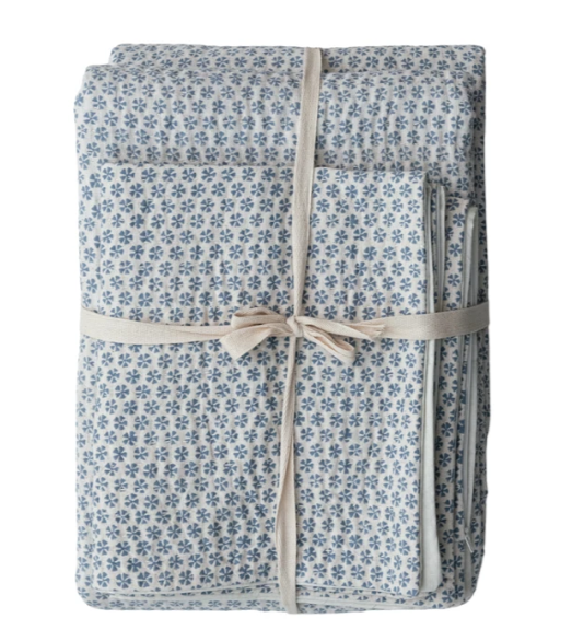 Cotton & Linen Voile Block Printed Bed Cover