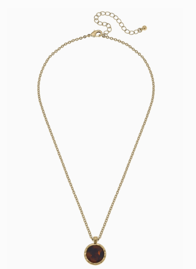 Bethany Disc Necklace in Tortoise