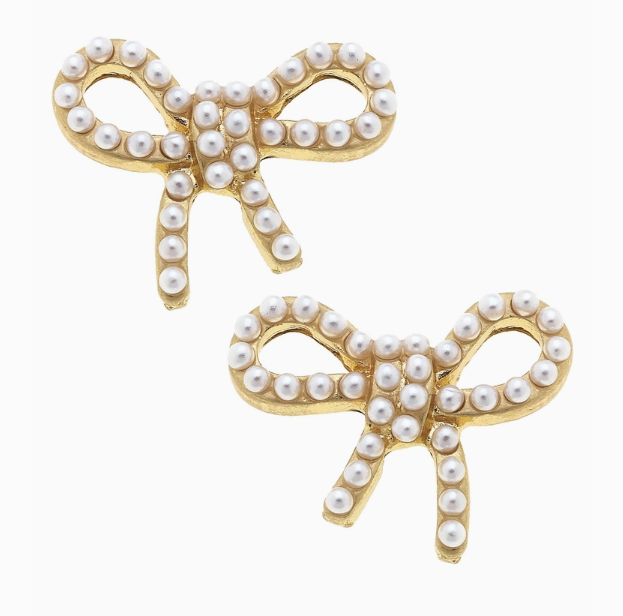 Mariah Pearl Studded Bow Stud Earrings
