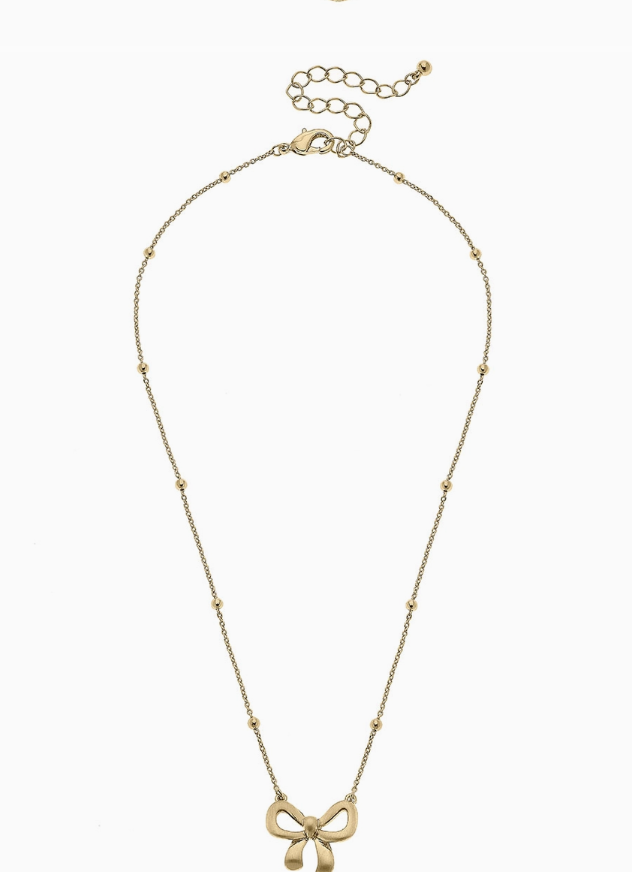 Rosalie Bow Necklace in Satin Gold