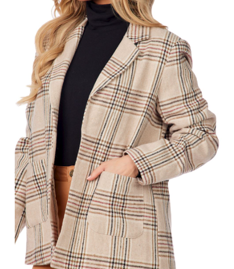 Bynes Blazer Cream Plaid