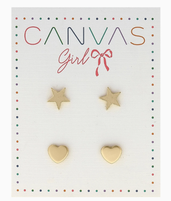 Clementine Star & Heart Children's Stud Earrings