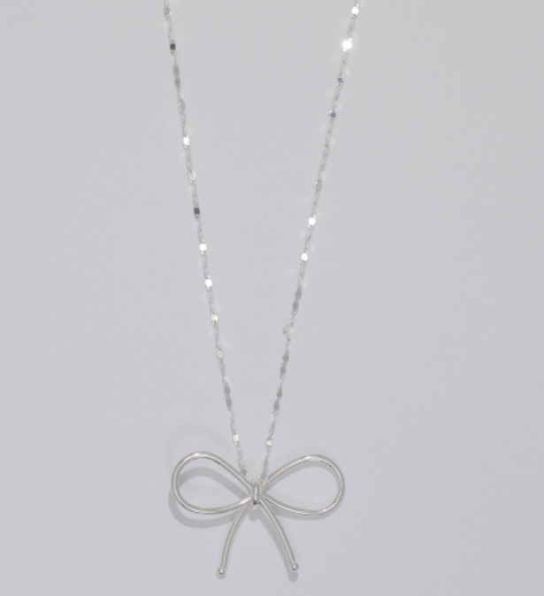 Delicate Silver Bow Necklace