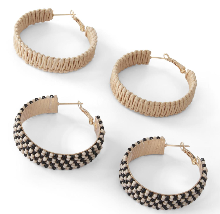 Check Thread Hoop Earring