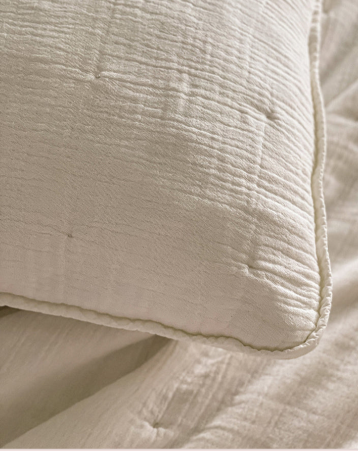Beige Cotton Gauze Down Euro Pillow