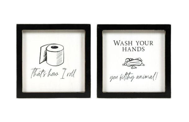 Bathroom Humor Square Reversible Sign