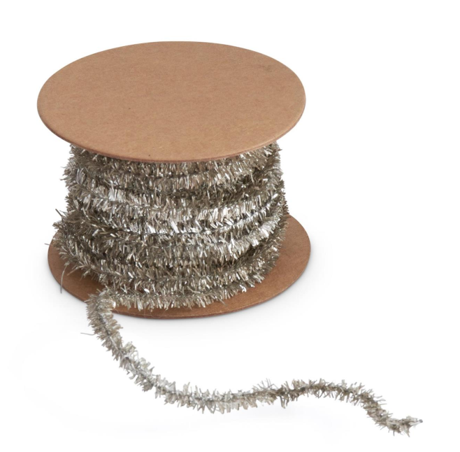 Silver Tinsel Garland/Ribbon on Spool
