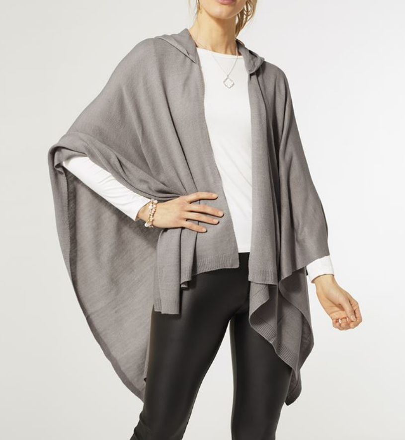 Hooded Kiara Lightweight Wrap -Silver