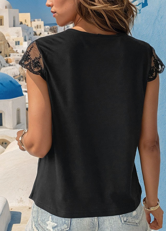 Black Lace V-Neck Top