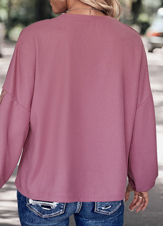 Crochet Detail Lantern Sleeve Blouse