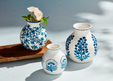 Block Print Flower Vase