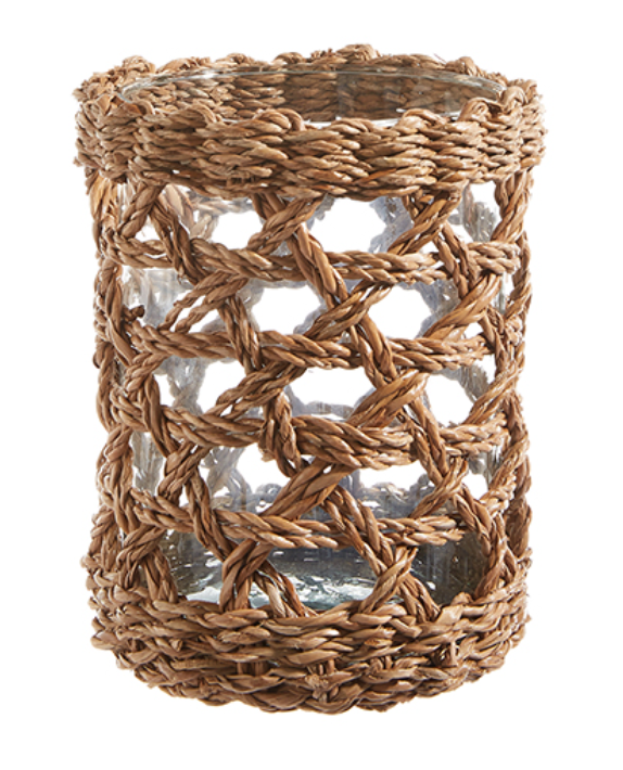 Seagrass Hurricane with Glass Insert