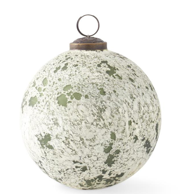 Dark Green & White Speckle Glass Ornament
