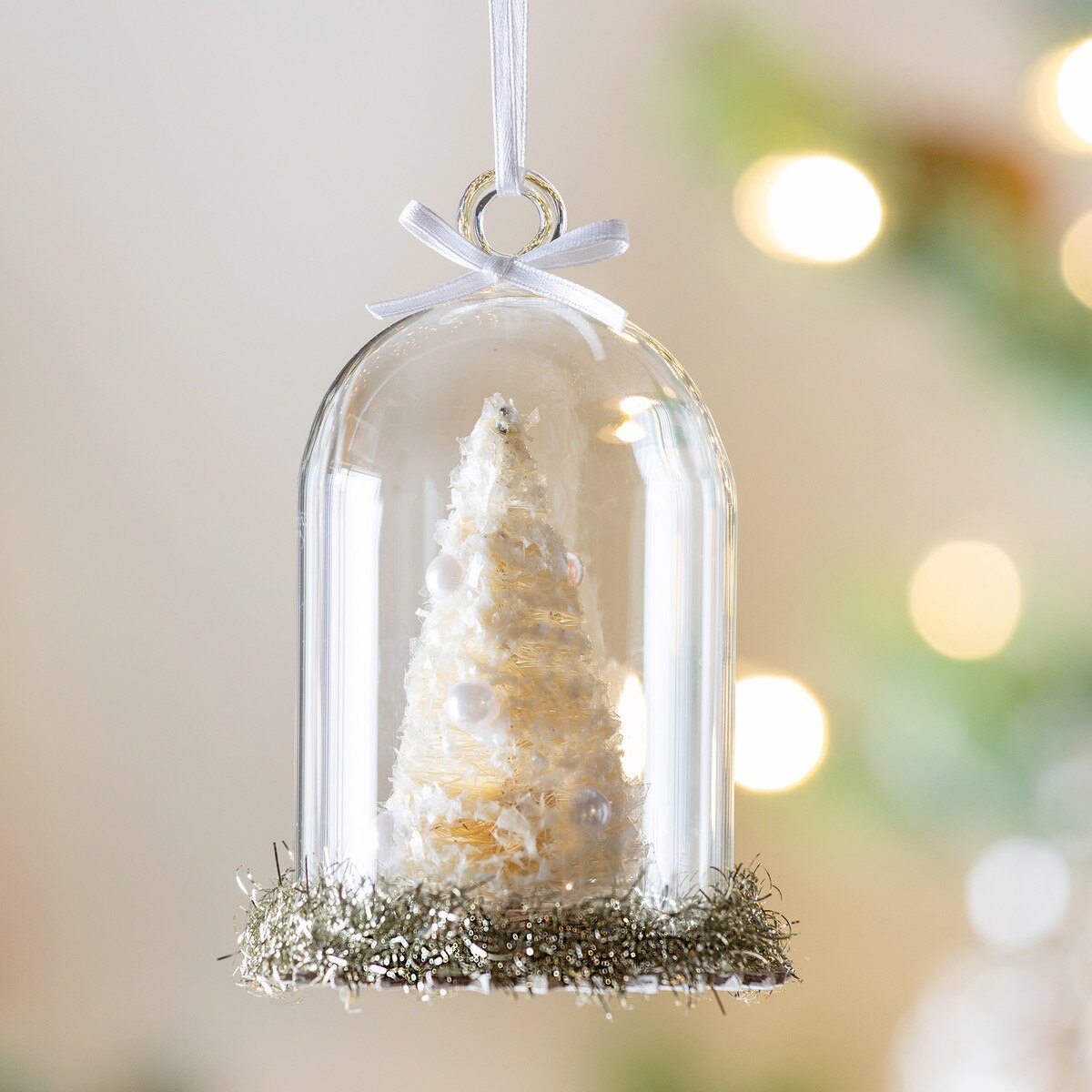 Frosted Sisal Tree In Cloche Ornament