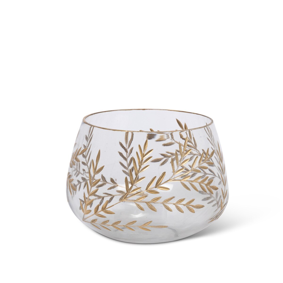 Etched Gold Glass Candle Holder