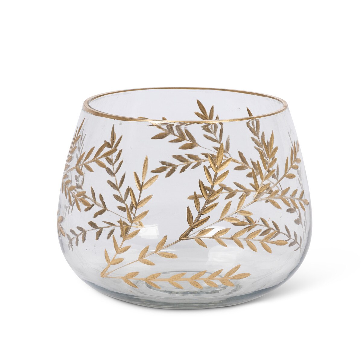 Etched Gold Glass Candle Holder