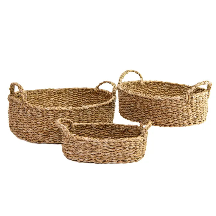 Oval Seagrass Basket With Braided Handles