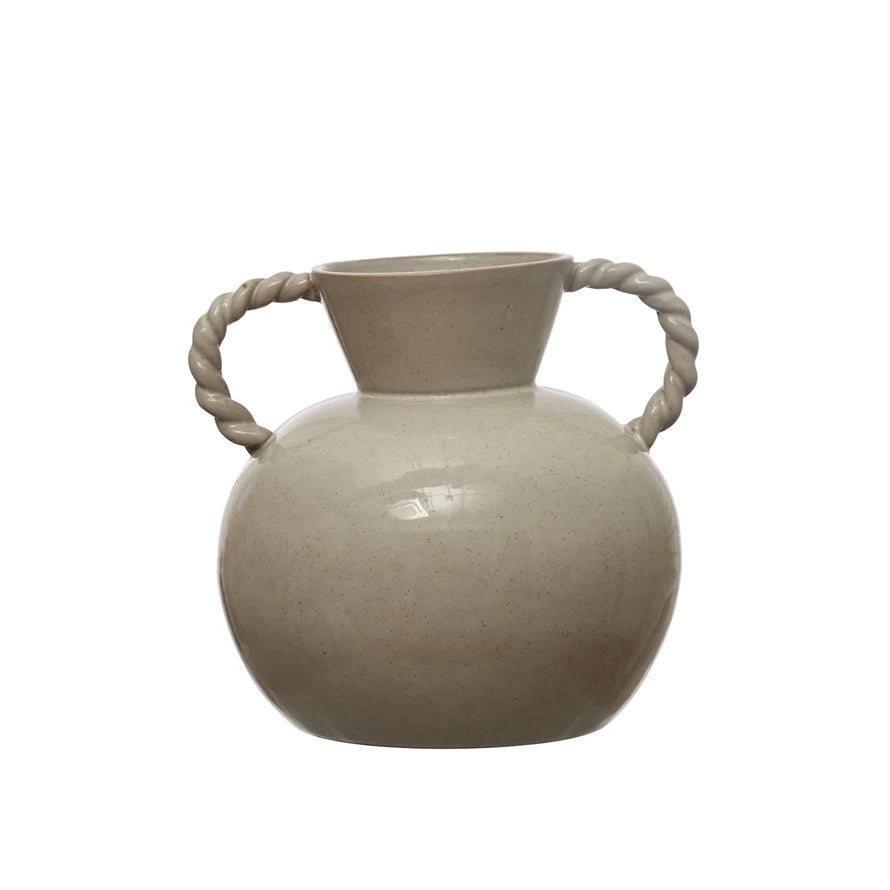 Twisted Handle Stoneware Vase