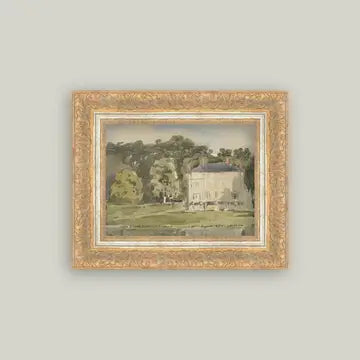 View of Chateau Framed Antique Art