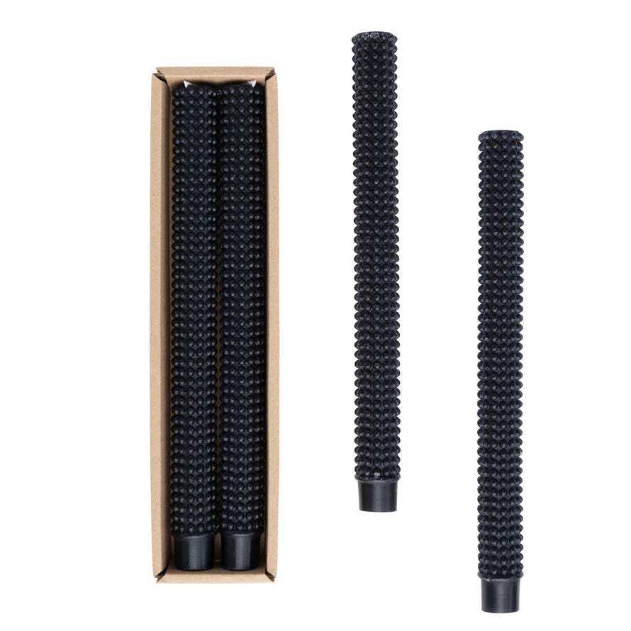 Black Hobnail Taper Candles