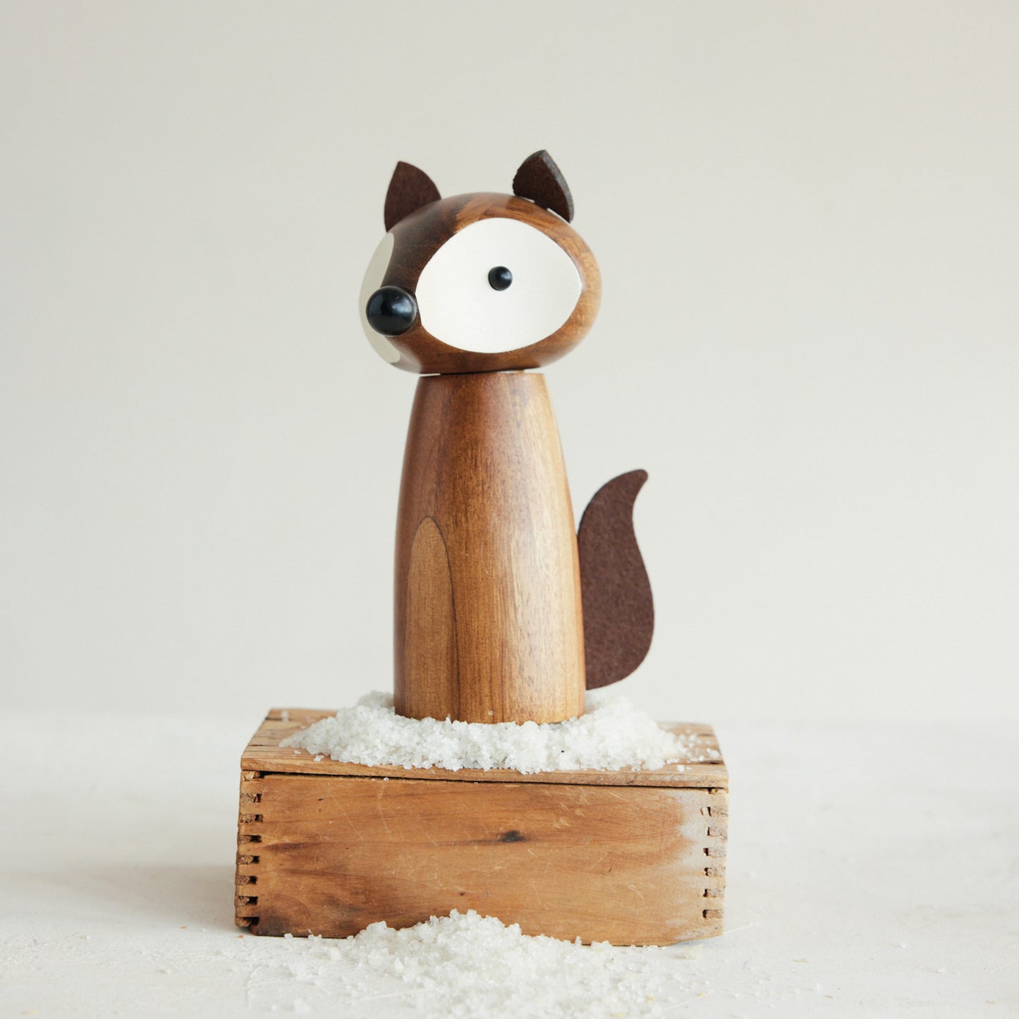 Acacia Wood Fox Shaped Salt & Pepper Mill