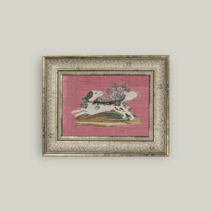 Embroidered Pup Framed Art