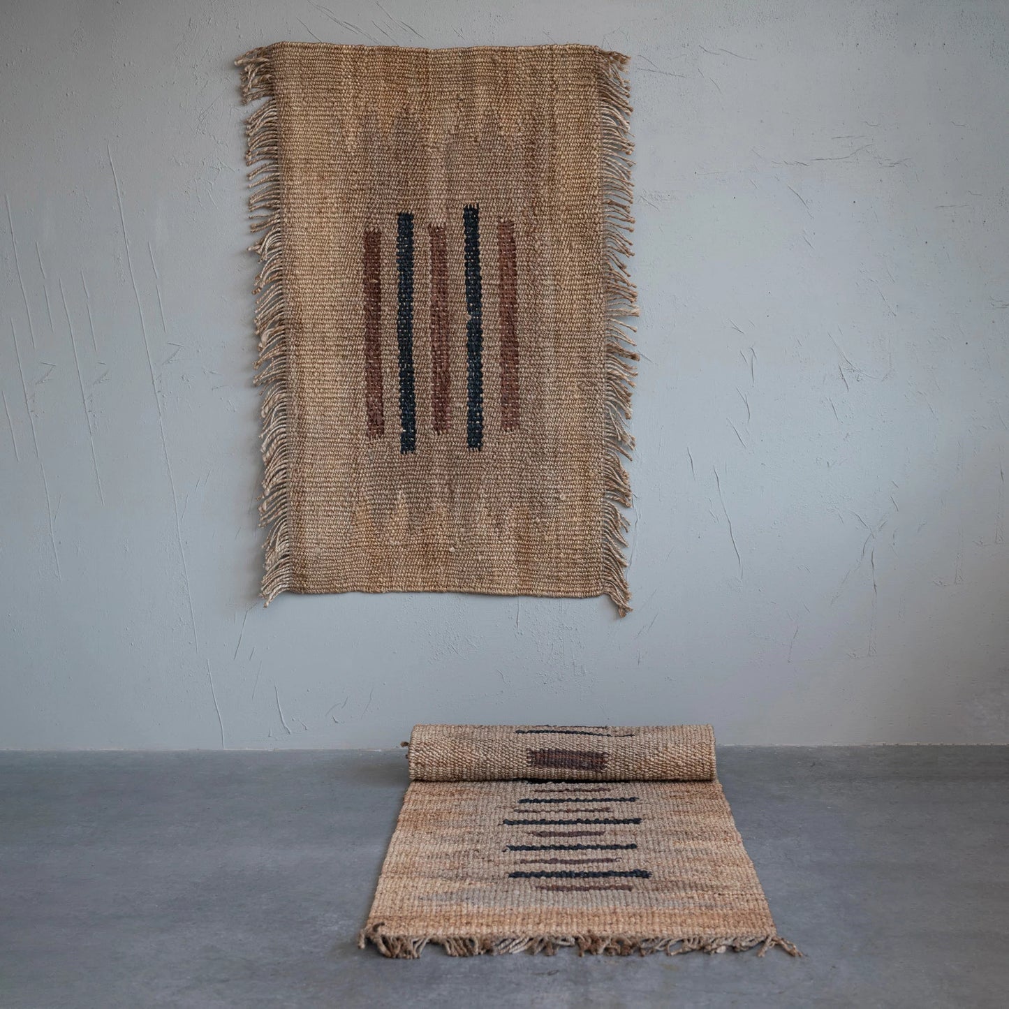 Hand Woven Jute & Leather Floor Runner