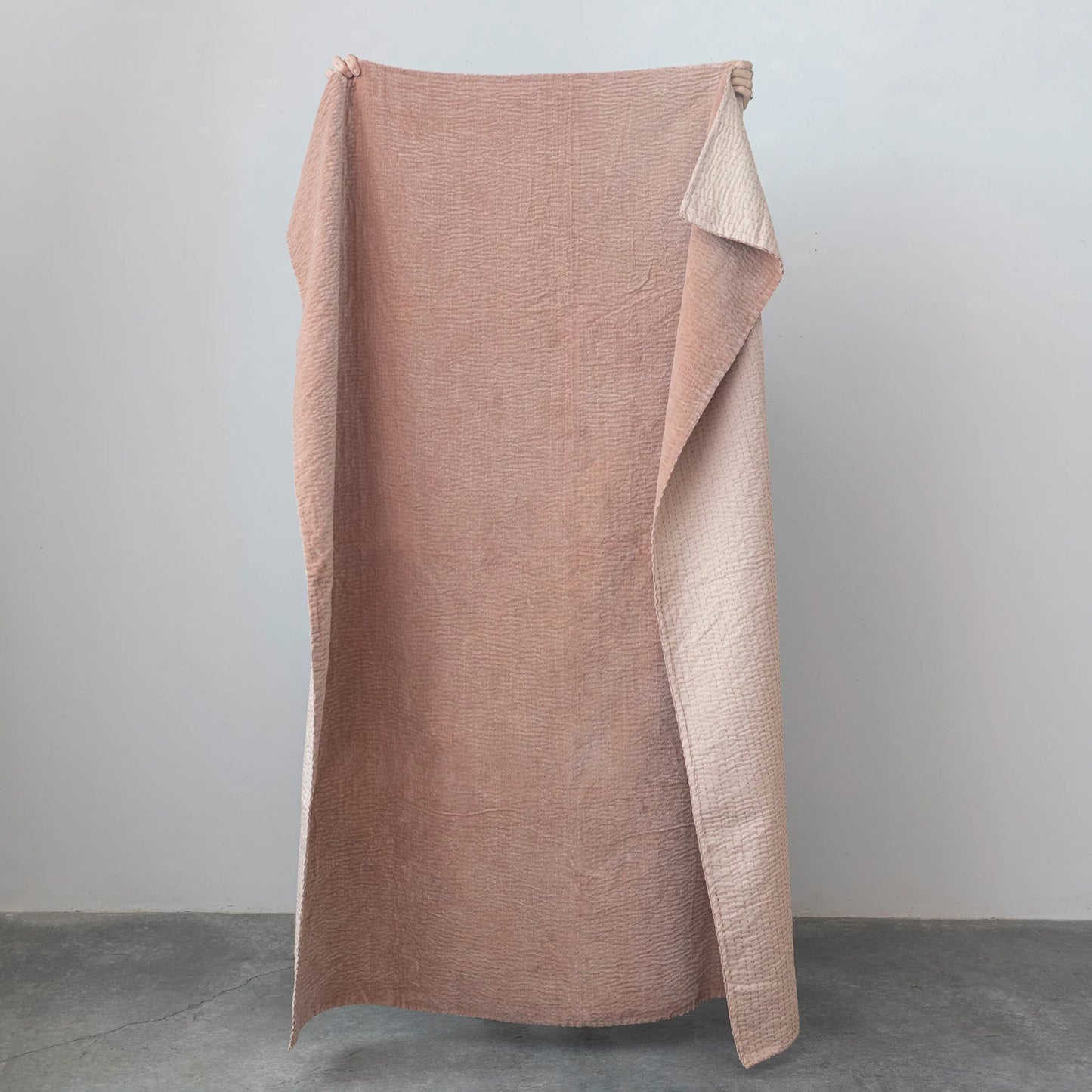 Blush Cotton Velvet Throw