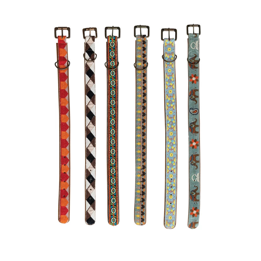 Cotton & Leather Dog Collar Medium