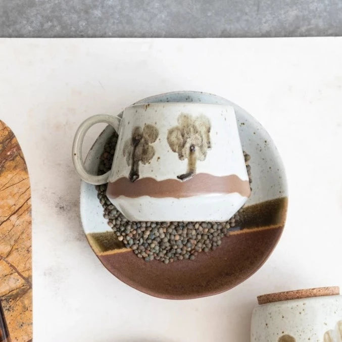 Hand-Painted Stoneware Mug