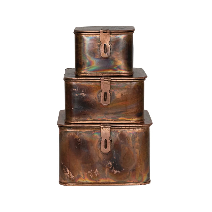 Burnt Copper Finish Metal Boxes – Chic Artique Burnt Copper Finish Metal Boxes – Chic Artique